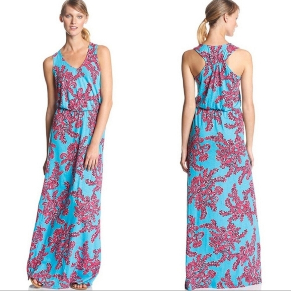Lilly Pulitzer Mills Maxi in Rhode Island Reef sleeveless racerback tank dress - Picture 1 of 13